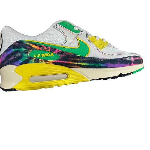 Nike Air Max 90 LDXGD Grateful Dead 1990 Tie-Dye White Green Yellow Size 13 - Picture 6 of 9